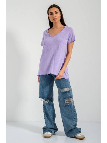 μπλούζα με ασύμμετρο τελείωμα (lilac)