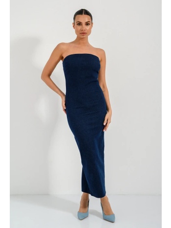 maxi strapless ντένιμ φόρεμα (d.blue)