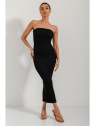midi ριπ strapless φόρεμα (black)