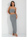 maxi ριπ φούστα με άνοιγμα (khaki)