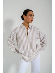 λινό πουκάμισο με ρίγες (beige/offwht)