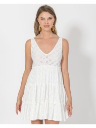 μίνι φόρεμα με λεπτομέρεια διάτρητων σχεδίων (white)
