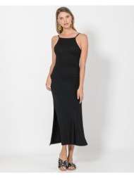 maxi φόρεμα με πλαϊνό σκίσμο (black)