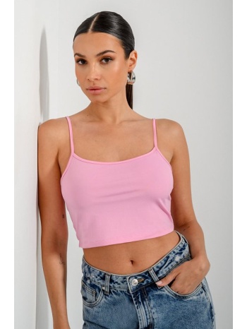 λύκρα κροπ τοπ τιραντάκι (pink) σε προσφορά