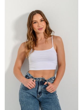 λύκρα κροπ τοπ τιραντάκι (white) σε προσφορά
