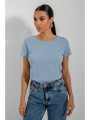 basic t-shirt με στρογγυλή λαιμόκοψη (sky)