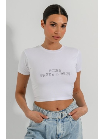 κροπ t-shirt με τύπωμα (white) σε προσφορά
