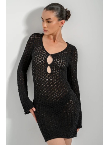 mini πλεκτό διάτρητο φόρεμα παραλίας (black) σε προσφορά