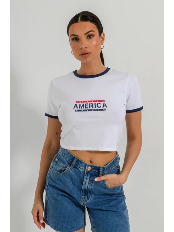 κροπ t-shirt με τύπωμα (white) σε προσφορά