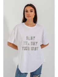 oversized t-shirt με τύπωμα (white)
