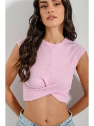ριπ κροπ τοπ με χιαστί λεπτομέρεια (pink)