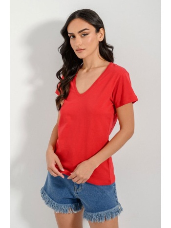 basic t-shirt με v ντεκολτέ (red) σε προσφορά