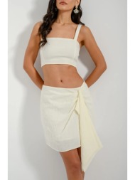 μίνι φούστα με cut out λεπτομέρεια (off white)