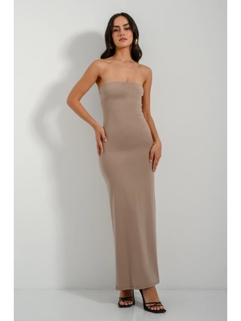 maxi λύκρα strapless φόρεμα (beige) σε προσφορά