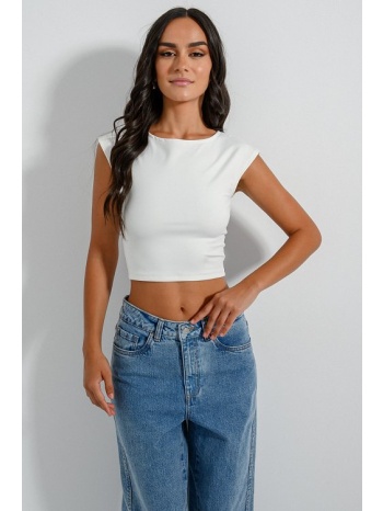 λύκρα κροπ τοπ (off white) σε προσφορά