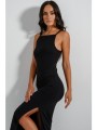 midi basic φόρεμα με άνοιγμα (black)