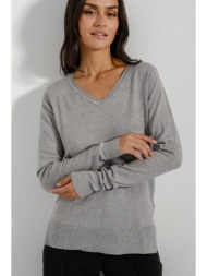 basic πλεκτό με v ντεκολτέ (gray marl)