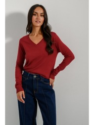 basic πλεκτό με v ντεκολτέ (red)