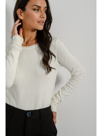 basic πλεκτό με στρογγυλή λαιμόκοψη (off white) σε προσφορά