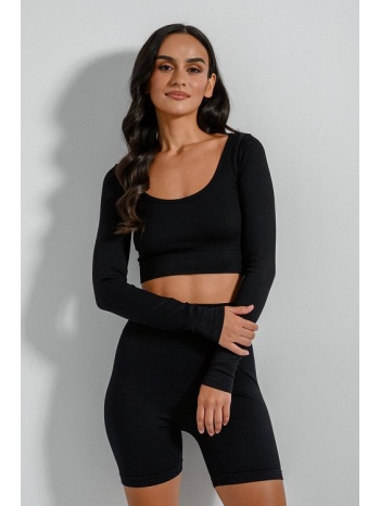 ριπ κροπ τοπ χωρίς ραφές (black) σε προσφορά