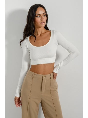 ριπ κροπ τοπ χωρίς ραφές (off white) σε προσφορά