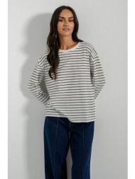 βαμβακερό ριγέ basic τοπ (offwht/blk)