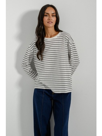 βαμβακερό ριγέ basic τοπ (offwht/blk) σε προσφορά