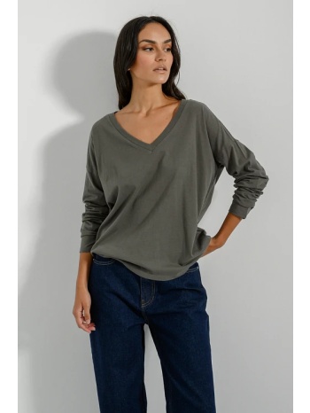 βαμβακερή basic μπλούζα (dark.khaki) σε προσφορά