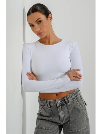 λύκρα μακρυμάνικο κροπ τοπ (white) σε προσφορά