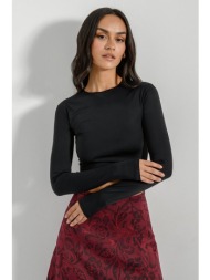 λύκρα μακρυμάνικο κροπ τοπ (black)