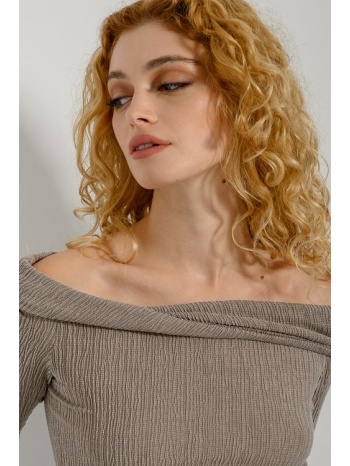 τοπ με ακάλυπτους ώμους και γυριστό γιακά (beige) σε προσφορά