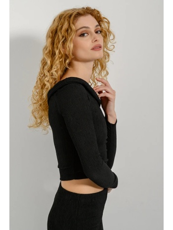 τοπ με ακάλυπτους ώμους και γυριστό γιακά (black) σε προσφορά