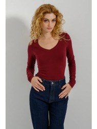 basic μπλούζα με v λαιμόκοψη (plum)