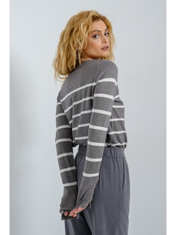 basic ριγέ πλεκτό με λεπτομέρεια κουμπιών (anthrac.wht) σε προσφορά