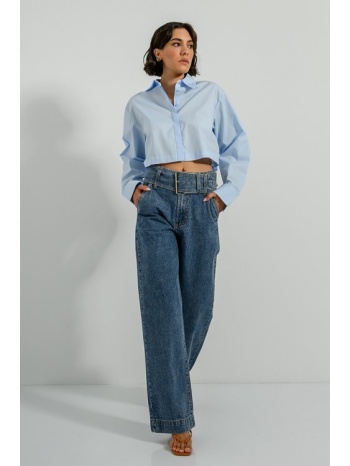 wide leg ντένιμ με φαρδιά ζώνη (m.blue) σε προσφορά