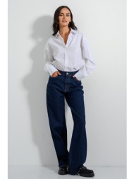 wide leg ντένιμ με ξέφτια (d.blue)