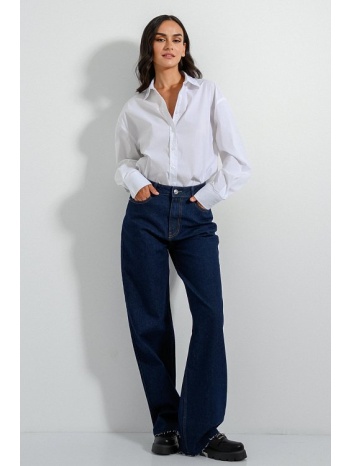 wide leg ντένιμ με ξέφτια (d.blue) σε προσφορά