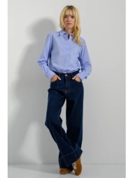 wide leg ντένιμ με λεπτομέρεια ραφής (d.blue)