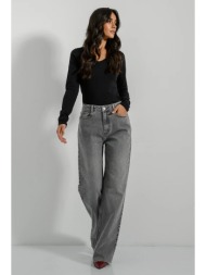 wide leg ντένιμ με ξέφτια (grey)