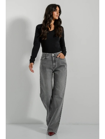 wide leg ντένιμ με ξέφτια (grey) σε προσφορά