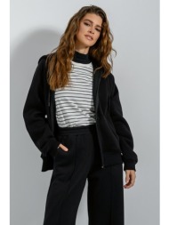 ζακέτα φούτερ με κουκούλα (black)