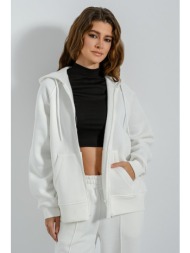 ζακέτα φούτερ με κουκούλα (off white)