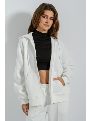 ζακέτα φούτερ με κουκούλα (off white) σε προσφορά