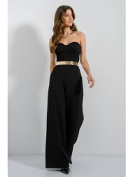 strapless ολόσωμη φόρμα wide leg (black)