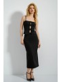 midi φούστα με άνοιγμα στο πίσω μέρος (black)