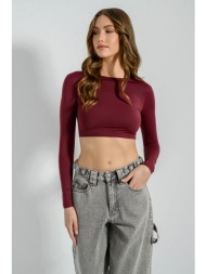 λύκρα μακρυμάνικο κροπ τοπ (berry)