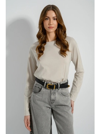μακρυμάνικο βαμβακερό basic top (stone) σε προσφορά