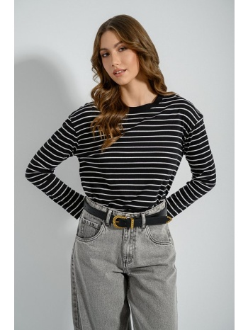 βαμβακερό ριγέ basic τοπ (blk/offwht) σε προσφορά