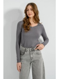 basic πλεκτό με v ντεκολτέ (anthrac/marl)