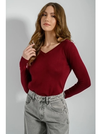 basic πλεκτό με v ντεκολτέ (berry) σε προσφορά